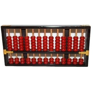 Vintage Lotus Flower Brand Black Wood Abacus 91 Red Beads Republic of China